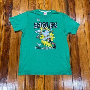Homage Philadelphia Eagles x TMNT Michelangelo Short Sleeve Shirt Green Mens Med